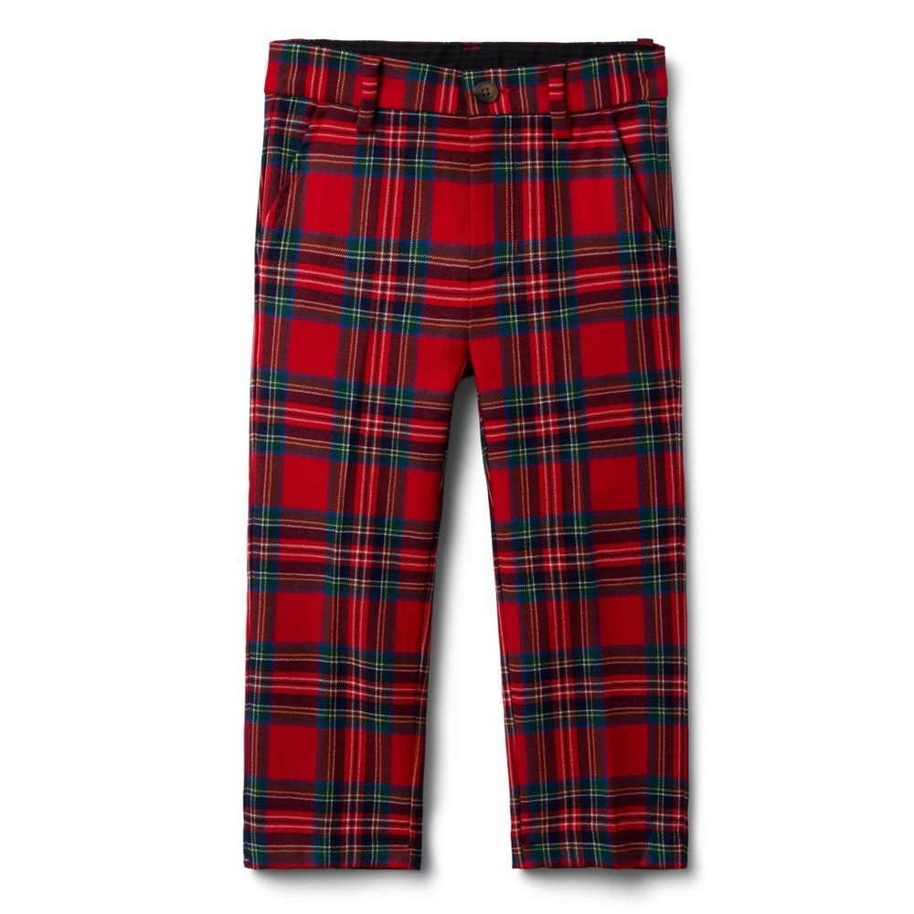 Janie and Jack The Holiday Tartan Pant 6-12M, 100% Wool Red & Green